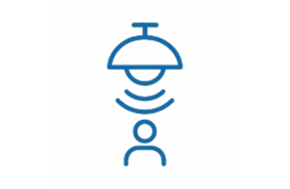 Icon representing motion-activated lighting for improved safety and visibility.