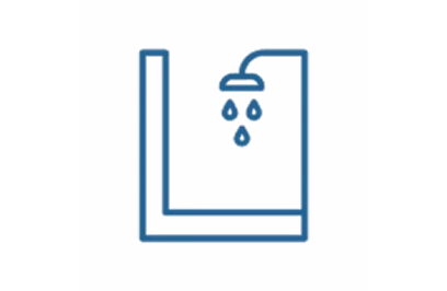 Icon representing a zero-threshold shower for barrier-free access.